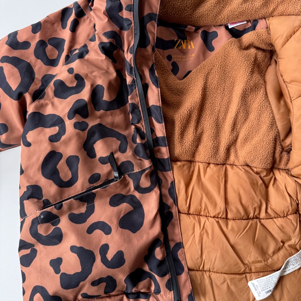 ZARA Leopard Kids winter coat water resistant - Picture 5 of 6